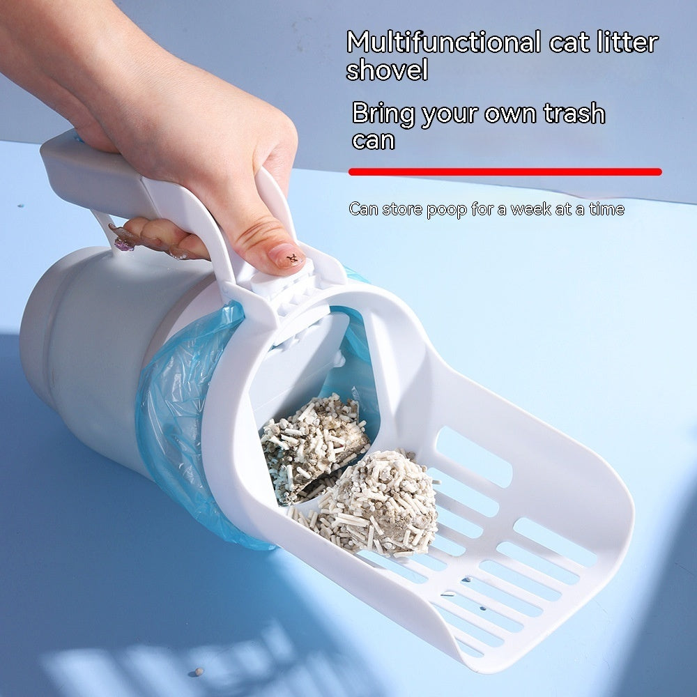 2-in-1 Cat Litter Scoop with Refill Bags | Self-Cleaning Waste Bin System
