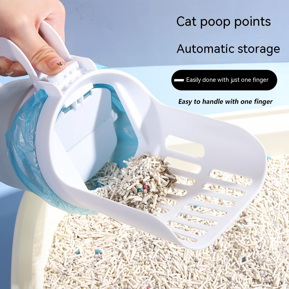 2-in-1 Cat Litter Scoop with Refill Bags | Self-Cleaning Waste Bin System