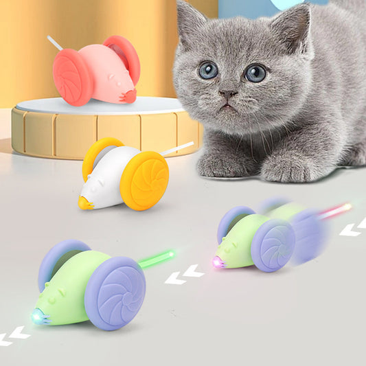 Interactive USB Rechargeable Light-Up Mouse Toy for Cats
