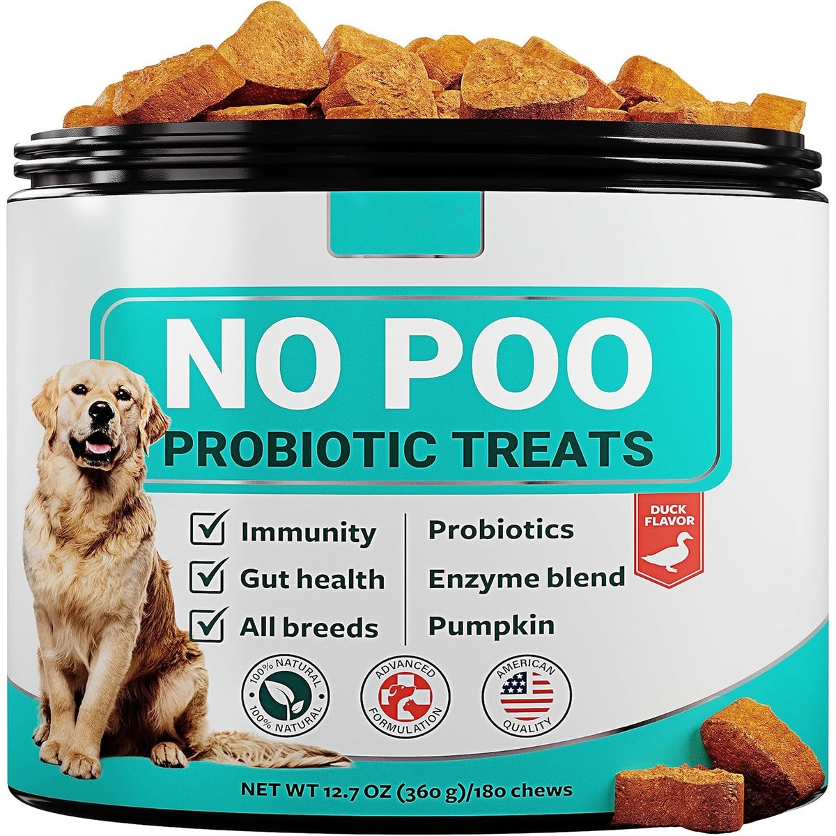 Dog Probiotic Chewable Tablets – Gut Health Support for Pets (180 Tablets, Pumpkin Flavor)