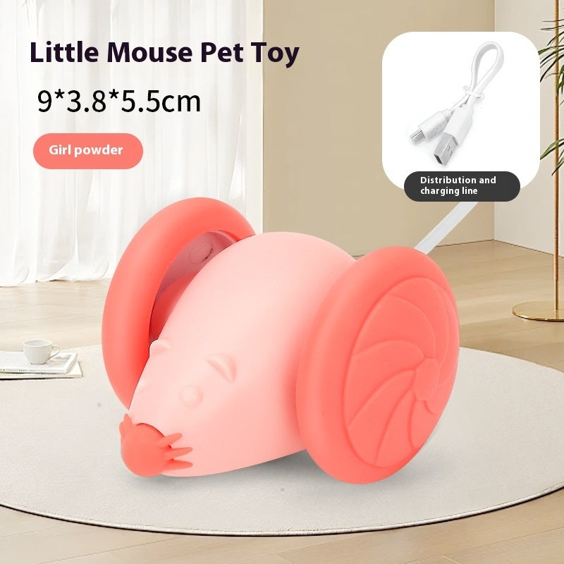 Interactive USB Rechargeable Light-Up Mouse Toy for Cats